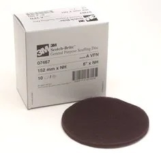 3MSB.07467 6" VERY FINESCOTCH-BRITE NO-HOLE SCUFFING DISC, ALUMINUM OXIDE, MAROON