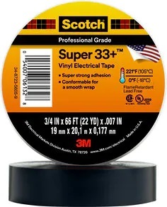 3MT.6132 3/4" X 66' SUPER 33 BLACK ELECTRICAL TAPE