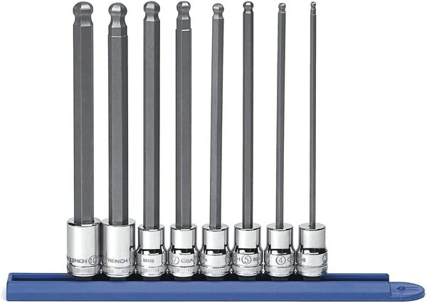 TOOL.80573 GEARWRENCH 8 PC. 3/8" DRIVE LONG BALL END HEX BIT SOCKET SET, METRIC - 80573