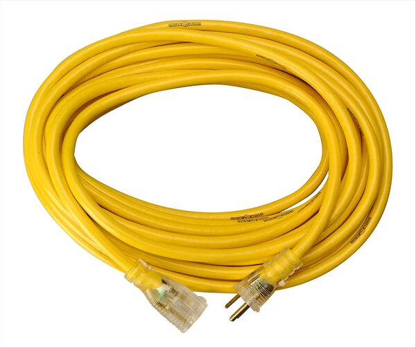 A.YJ282 12/3 HEAVY-DUTY 15-AMP SJTW EXTENSION CORD WITH LIGHTED POWER BLOCK, 50-FEET