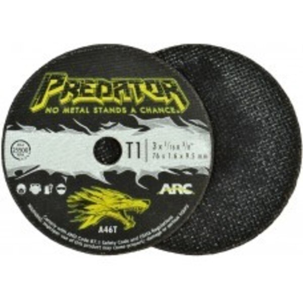 AR.903163803 PREDATOR 3" X 1/16" X 3/8" CUT OFF WHEEL A46T, TYPE 1