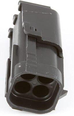 EL.12015024 4 WAY BLACK WEATHER PACK SHROUD SEALED MALE CONNECTOR, MAX CURRENT 20 AMPS