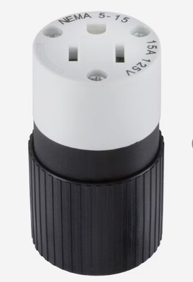 EL.157800 HUBBELL 15-AMP 125-VOLT BLACK/WHITE 3-WIRE GROUNDING CONNECTOR FEMALE