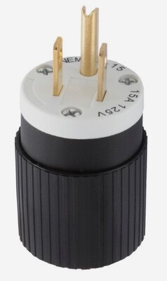 EL.157821 HUBBELL 515SPZ 15A 125V MALE INDUSTRIAL STRAIGHT BLADE PLUG 3-PRONG
