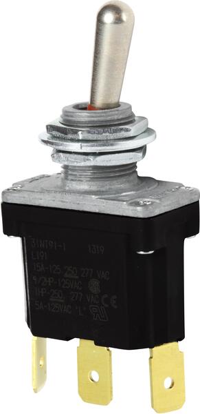 EL.31NT91.1 HONEYWELL SWITCH TOGGLE ON OFF ON SPDT ROUND LEVER QUICK CONN 20A 277VAC 250VDC PANEL MOUNT W/THREAD