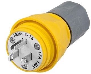 EL.HUB14W47HZ 15-AMP 125-VOLT YELLOW 3-WIRE GROUNDING WATERTIGHT MALE PLUG