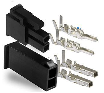 EL.MOLEX.4.20 MOLEX 2 PIN BLACK CONNECTOR PITCH 4.20MM.0165" W/18-24 AWG PIN MINI-FIT JR ™ (3 COMPLETED SET)