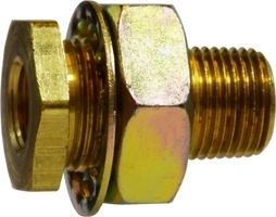 F.28346 3/8 X 1-14 FIP X 1/2 FIP BRASS BULKHEAD  BULKHEAD FITTING FIP X FIP