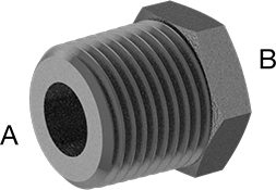 F.44605K743 LOW-PRESSURE PIPE FITTING, IRON, BUSHING ADAPTER WITH HEX BODY, 4 MALE X 3 FEMALE NPT