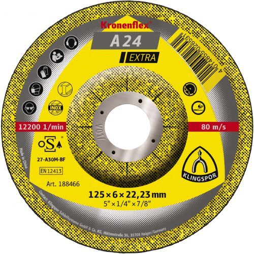 KS.A24E1156.022A 4-1/2" X 1/4" X 5/8-11 HUB YELLOW GRINDING DISC