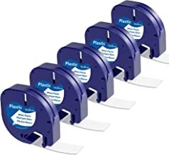 LT.91331 1/2" X 13' LT PLASTIC LABELS BLACK ON WHITE