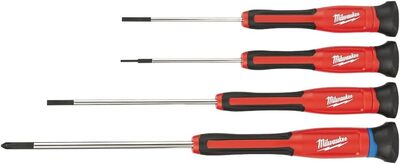 MIL.48.22.2604 4-PIECE PRECISION SCREWDRIVER SET WITH 360 DEGREE ROTATING BACK CAPS