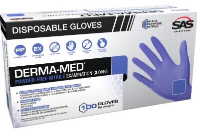 NOD.SAS66521.BX DERMA-MED 4 MIL (SMALL) ..POWDER-FREE EXAM GRADE NITRILE THICKNESS: 4 MIL BEADED CUFF FOR EASY DONNI
