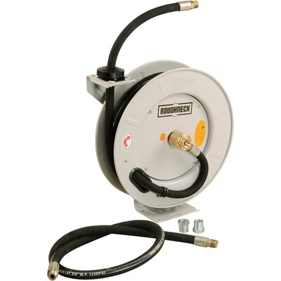 NT.28811 ROUGHNECK SPRING-REWIND FUEL AND OIL HOSE REEL WITH HOSE ? 1250 PSI
