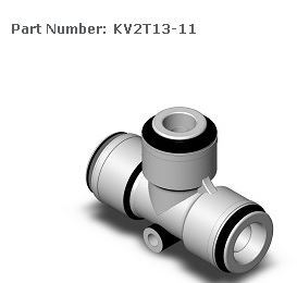 SMC.KV2T13.11 1/2" X 1/2" X 3/8" CONNECTOR REDUCER TEE PTC, COMPOSITE KV2T13-11 FITTING