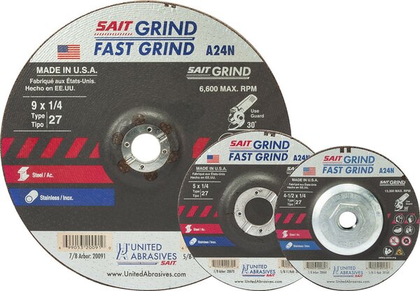 UA.20060 4-1/2" X 1/4" X 7/8" DEPRESSED CENTER GRINDING WHEEL A24N METAL TYPE 27