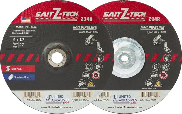 UA.22620 4-1/2 INCH X 1/8 INCH X 7/8 INSAIT TECH TYPE 27 DEPRESSED CENTER CUTTING AND GRINDING WHEEL