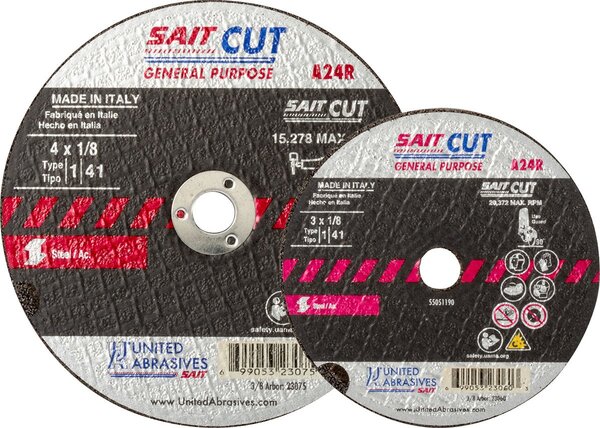 UA.23060 3" X 1/8" X 3/8" HIGH SPEED CUT-OFF WHEEL A24R METAL