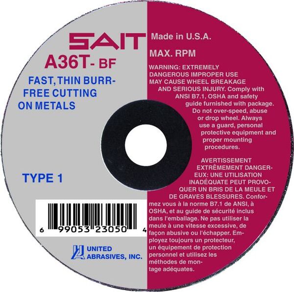 UA.23210 SAIT 23210 A36T TOOL ROOM WHEELS 6" X .035" X 7/8"