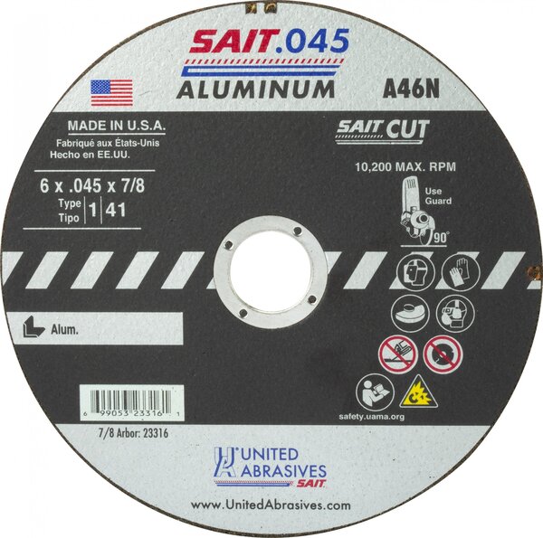 UA.23314 4-1/2" X .045 X 7/8" CUT-OFF WHEEL TYPE 1 ALUMINUM FOR PORTABLE SAW