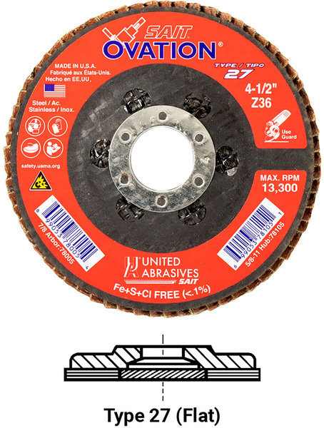 UA.78106 4-1/2" X 5/8-11 40 GRIT OVATION FLAP DISC