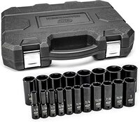 GEARWRENCH 19 PIECE 1/2 INCH DRIVE 6 POINT IMPACT SOCKET SET, DEEP, SAE - 84934N