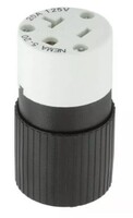 HUBBELL FEMALE 20-AMP 125-VOLT BLACK/WHITE 3-WIRE GROUNDING CONNECTOR MODEL 520CZ