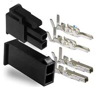 MOLEX 2 PIN BLACK CONNECTOR PITCH 4.20MM.0165&quot; W/18-24 AWG PIN MINI-FIT JR ™ (3 COMPLETED SET)