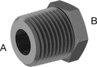 LOW-PRESSURE PIPE FITTING, IRON, BUSHING ADAPTER WITH HEX BODY, 4 MALE X 3 FEMALE NPT