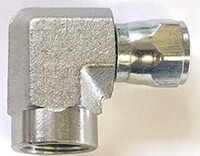 STEEL 90 DEGREE ELBOW TUBE FITTING, 1/4&quot;-18 SAE X 7/16&quot;-20 SAE THREAD, 1/4&quot; FEMALE NPTF X