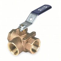 BALL VALVE, BRONZE, 3-WAY, 2-PIECE, PIPE SIZE 1 IN, CONNECTION TYPE FNPT X FNPT X FNPT