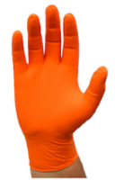 ORANGE DISPOSABLE NITRILE GLOVE LARGE, POWDER FREE WITH TEXTURED GRIP - 7 MIL BOX
