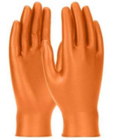 ORANGE XLARGE EXTENDED USE AMBIDEXTROUS NITRILE GLOVE WITH TEXTURED FISH SCALE GRIP - 6 MIL
