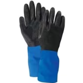 CHEM RESIST GLOVES, BLUE/BLACK, SZ 10 XL