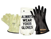 SALISBURY LINEMAN GLOVE KIT LEATHER PROTECTORS BAG BLACK CLASS 0 11&#39;&#39; SIZE 10