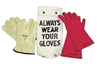 SALISBURY LINEMAN GLOVE KIT LEATHER PROTECTORS BAG RED CLASS 0 11&#39;&#39; SIZE 10