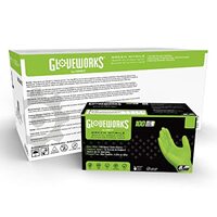 HD INDUSTRIAL GREEN NITRILE GLOVES - 8 MIL, LATEX FREE, POWDER FREE, DIAMOND TEXTURE, DISPOSABLE, HE