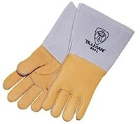 LARGE PREMIUM GRADE TOP GRAIN ELKSKIN LEATHER WELDER&#39;S GLOVE W/COTTON/FOAM LINING AND GAUNTLET CUFF
