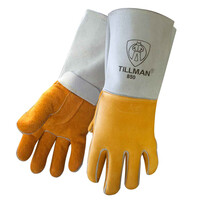 MEDIUM PREMIUM GRADE TOP GRAIN ELKSKIN LEATHER WELDER&#39;S GLOVE W/COTTON/FOAM LINING AND GAUNTLET CUFF