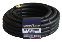 GOODYEAR BLACK RUBBER AIR
HOSE, 1/2IN. X 50FT., 250 PSI