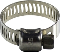11/16&quot;-1-1/2&quot; WORM GEAR HOSE CLAMP ALL STAINLESS, 5/16&quot; BAND 301SS, 1/4&quot; HEX SLOTTED 410SS SCREW