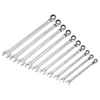 ANTI-SLIP GRIP PROFESSIONAL METRIC RATCHETING COMBINATION WRENCH SET, 10 PIECE