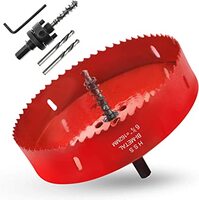 6-3/8 INCH HOLE SAW WITH HEAVY DUTY ARBOR - 38MM CUTTING DEPTH HSS BI-METAL HOLE CUTTER FOR CAN LIGH