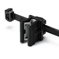 OUTSIDE SERRATED CABLE TIE &amp; EDGE CLIP, 6.0&quot; LONG, EC10, 1?3 MM PANEL, 50LB, PA66HS, BLACK