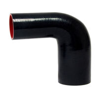 BLACK SILICONE HOSE, 1 1/2 X 1&quot; 90 DEG, REDUCING ELBOW