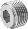 PRECISION EXTREME-PRESSURE STEEL PIPE FITTING, PLUG WITH HEX DRIVE, 3/8 NPT MALE