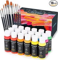ACRYLIC PAINT SET WITH 10 BRUSHES, 18 COLORS(59ML, 2 OZ)