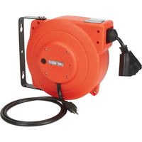 IRONTON RETRACTABLE EXTENSION CORD REEL, 40 FT, 12/3, TRIPLE TAP