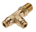 1/2&quot; MALE RUN TEE BRASS, 1/2&quot; PUSH IN X 1/2&quot; PUSH IN X 1/2 MNPT BRASS DOT