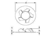 M12 -1.75 SCREW SIZE, PUSHON RETAINER, RT6 ZINC MECHANICAL .0003 MIN